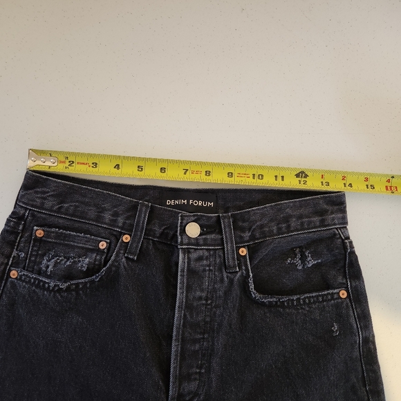 Aritzia Denim Forum Joni High Rise Loose Straight Leg Jeans Black Button Fly 25 - Picture 10 of 16